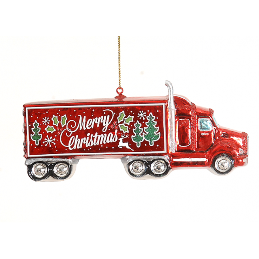 Χριστουγεννιάτικο Στολίδι Φορτηγό Merry Christmas Γυάλινο 7.5 εκ 97945 Χριστούγεννα